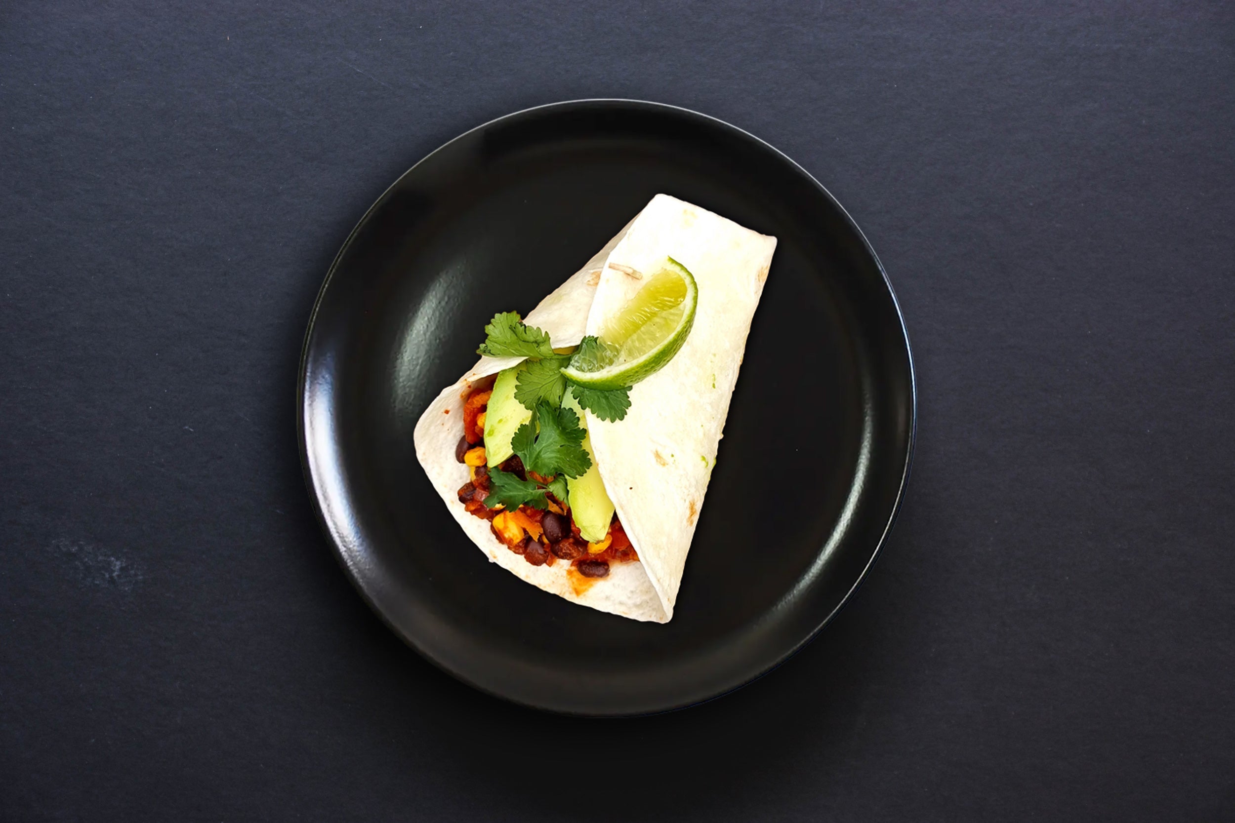 Mexican vegan Black bean burrito