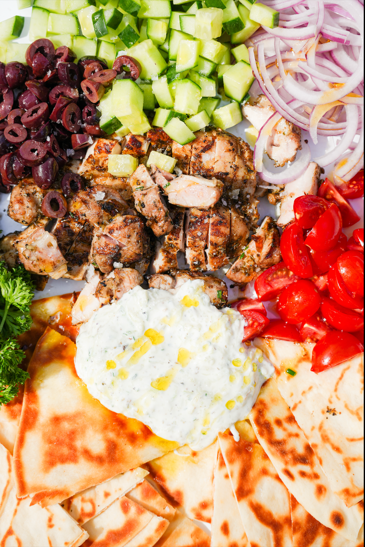 Healthy One-Tray Greek Nachos