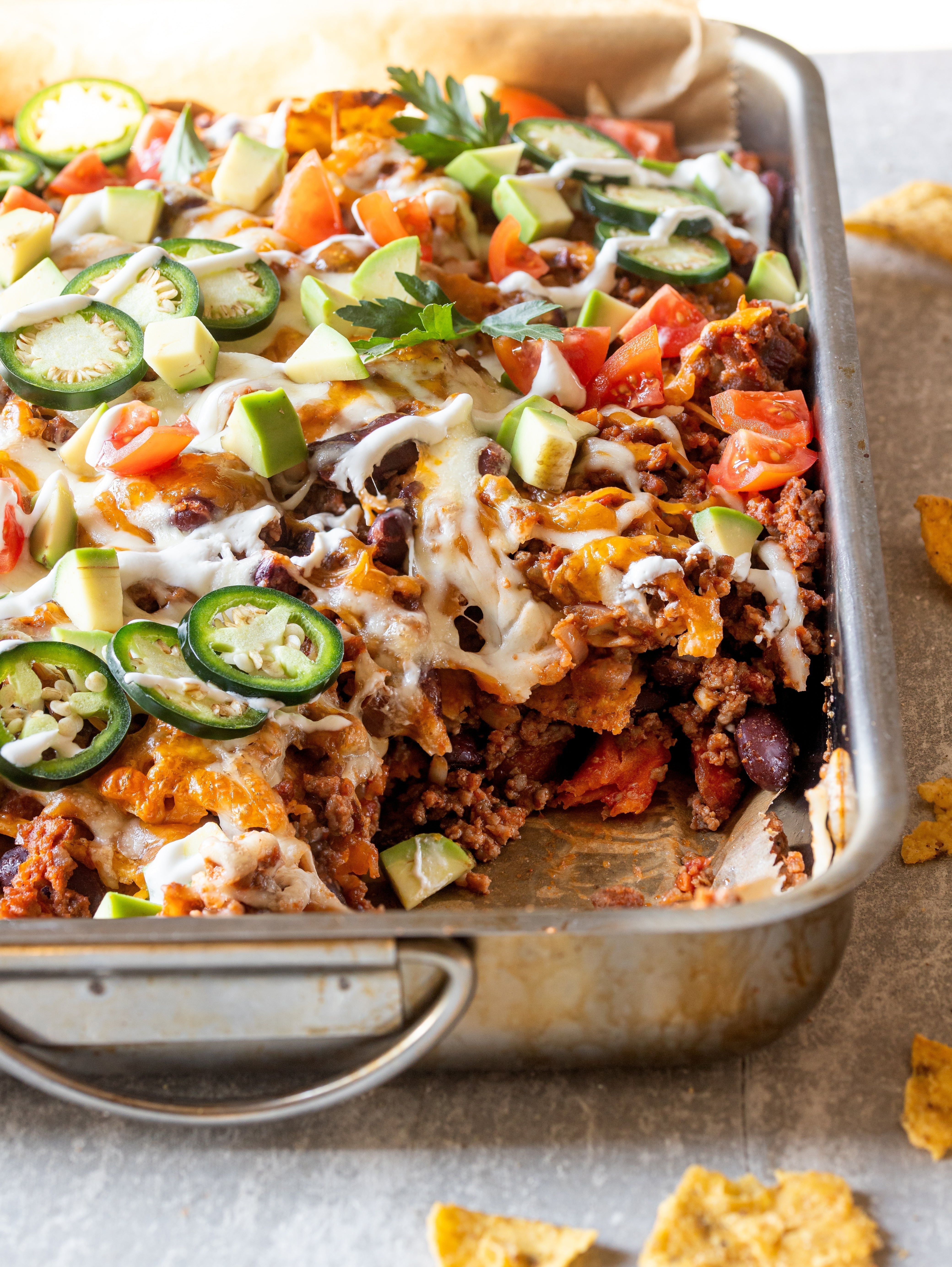 One-Pan Mexican Nacho Bake with Beef and Veggies