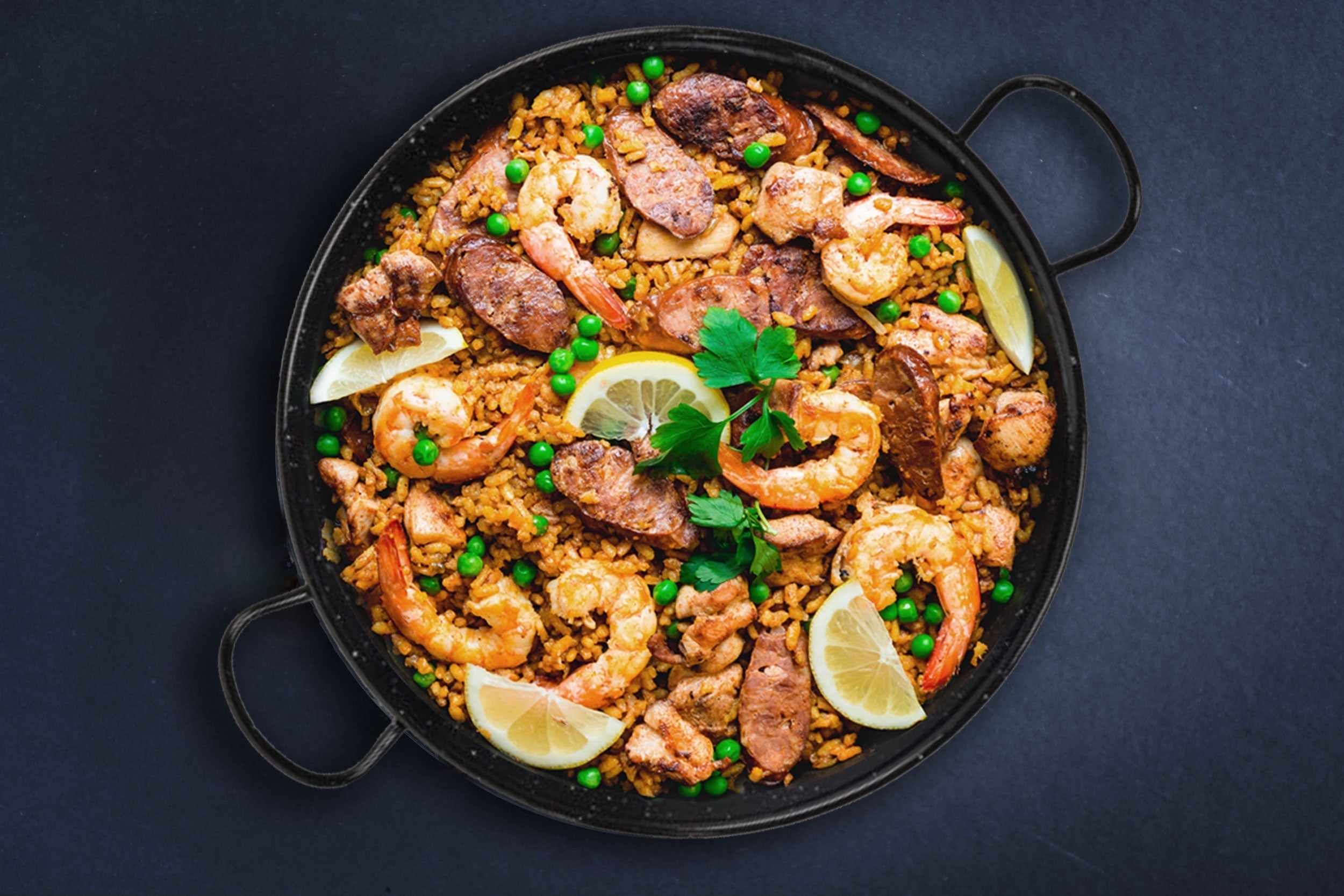 Spanish Paella With Chicken And Prawns