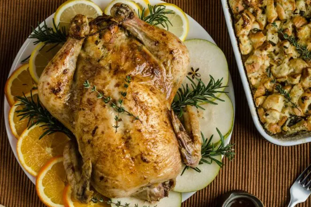 Australian Native Herb Roast Chicken with Apricot and Macadamia Stuffing