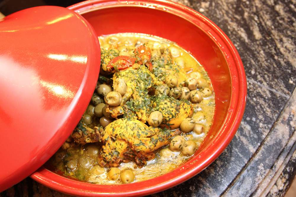 Chermoula chicken tagine with preserved lemons and green olives