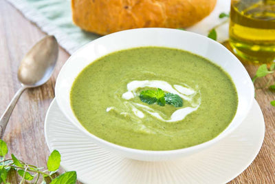 Creamy Pea and Potato Soup with Native Peppermint Gum & Pepper Berry Leaf