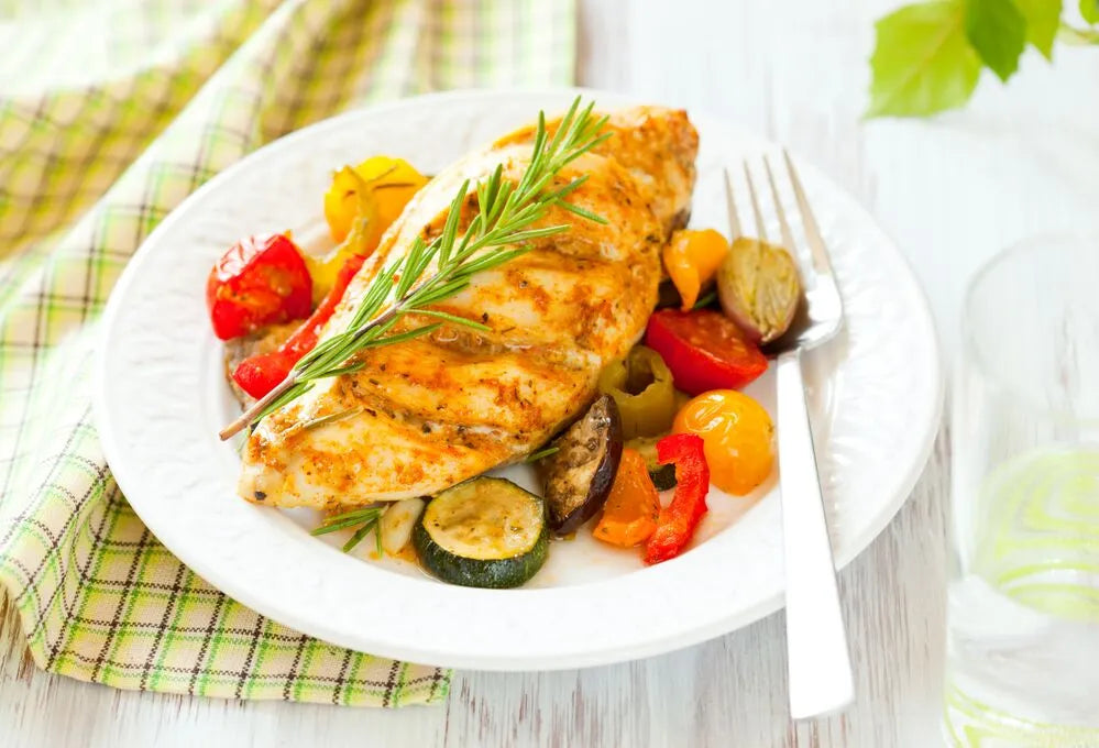 Dukkah-Crusted Chicken Breasts with Roasted Veg Medley