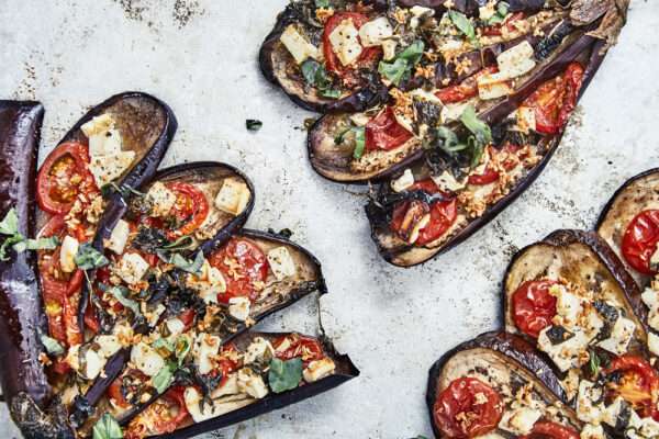 Eggplant with Tomato-Mint Sauce and Goats Cheese