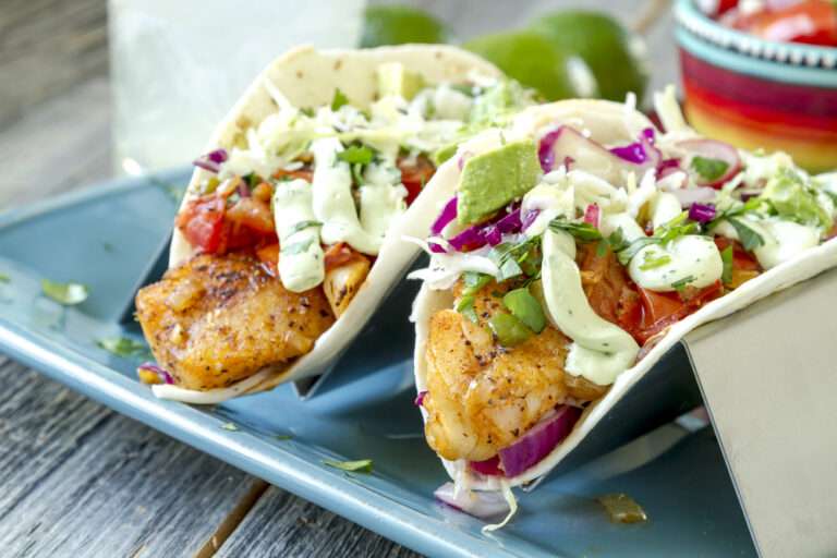 Fish Tacos with Limey Avo and Corn Tortillas