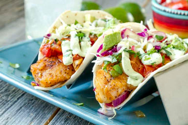 Fish Tacos with Limey Avo and Corn Tortillas