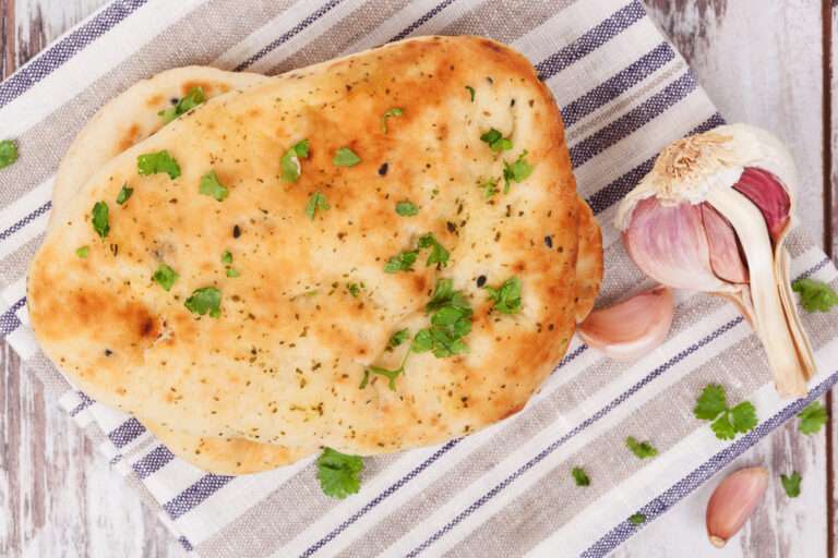 Homemade Indian garlic naan