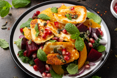 Honey-Glazed Pumpkin and Haloumi with Dukkah Salad