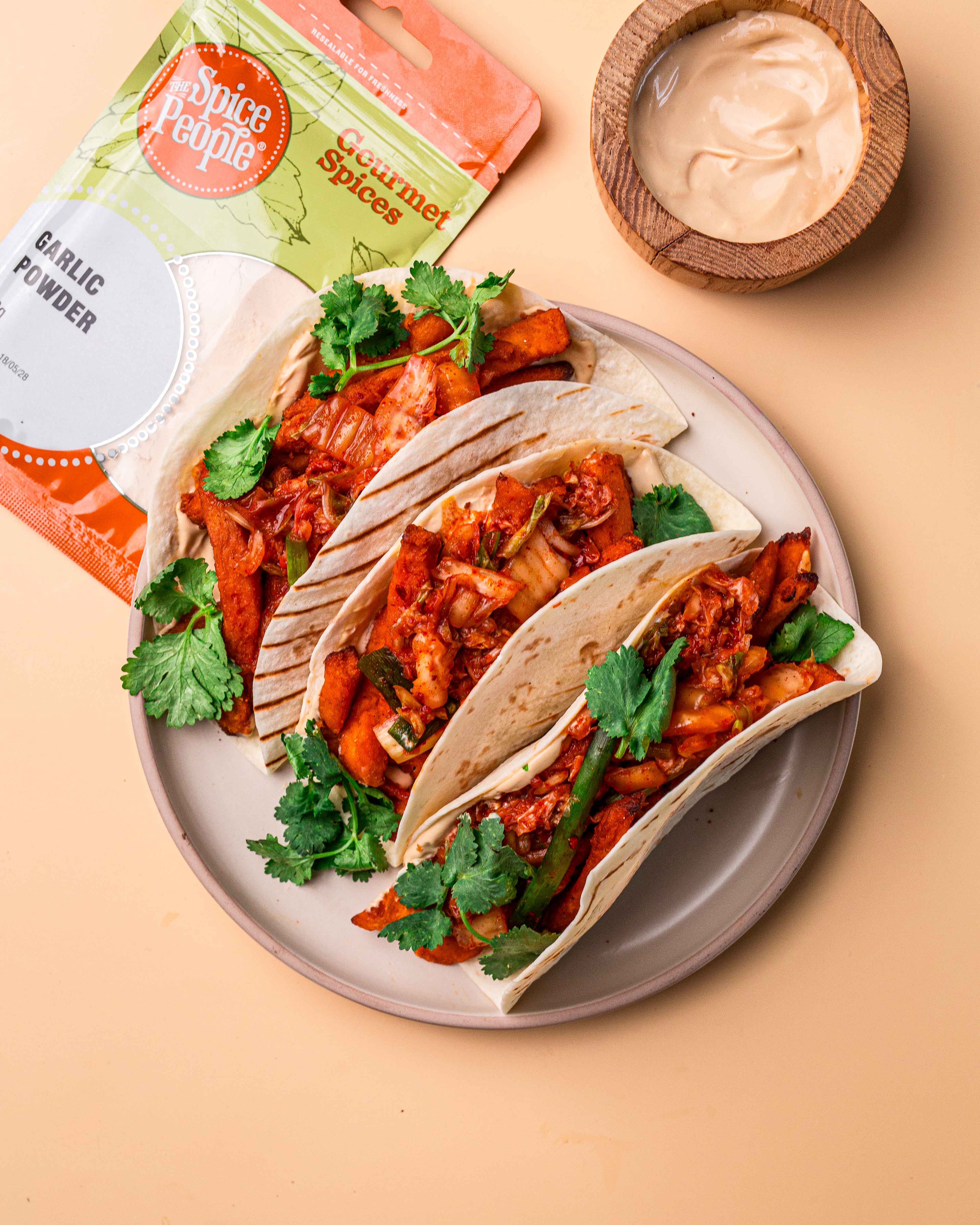 Korean Kimchi Tacos with Bulgogi Sour Cream