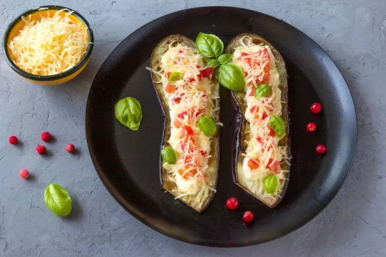 Native Mint and Saltbush Stuffed Eggplant