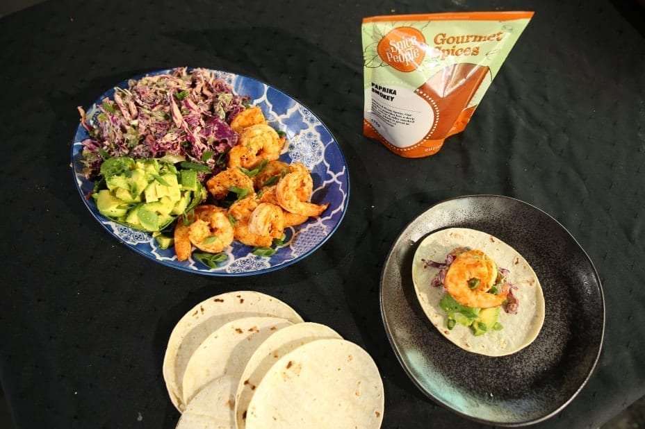 Prawn tacos with paprika slaw