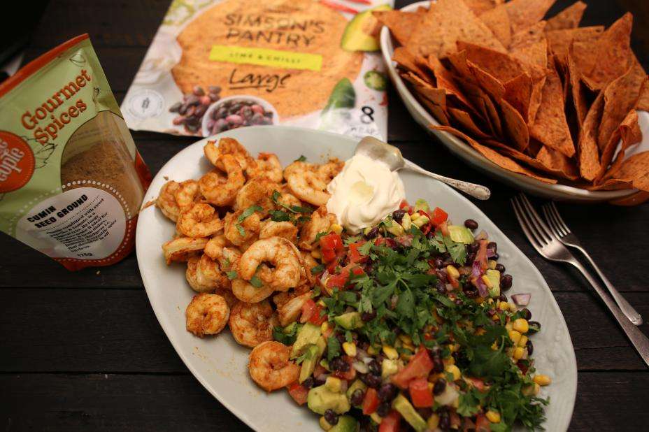 Prawn tostada platter