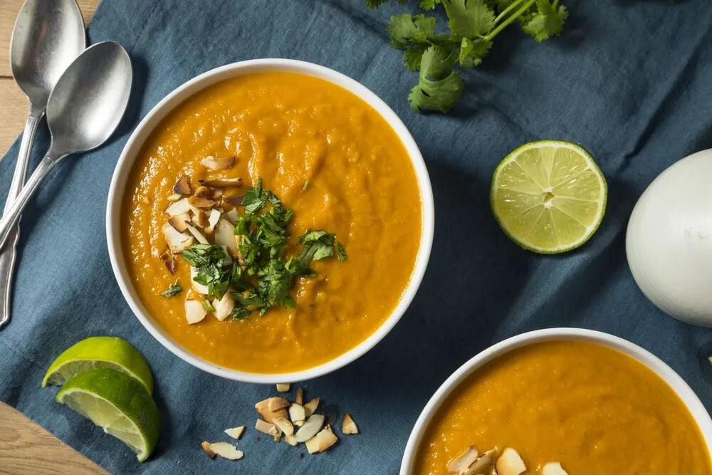 Roasted Sweet Potato, Leek and Harissa Soup