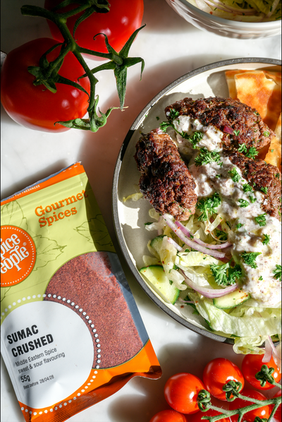 Sumac-Spiced Koftes with Creamy Tzatziki