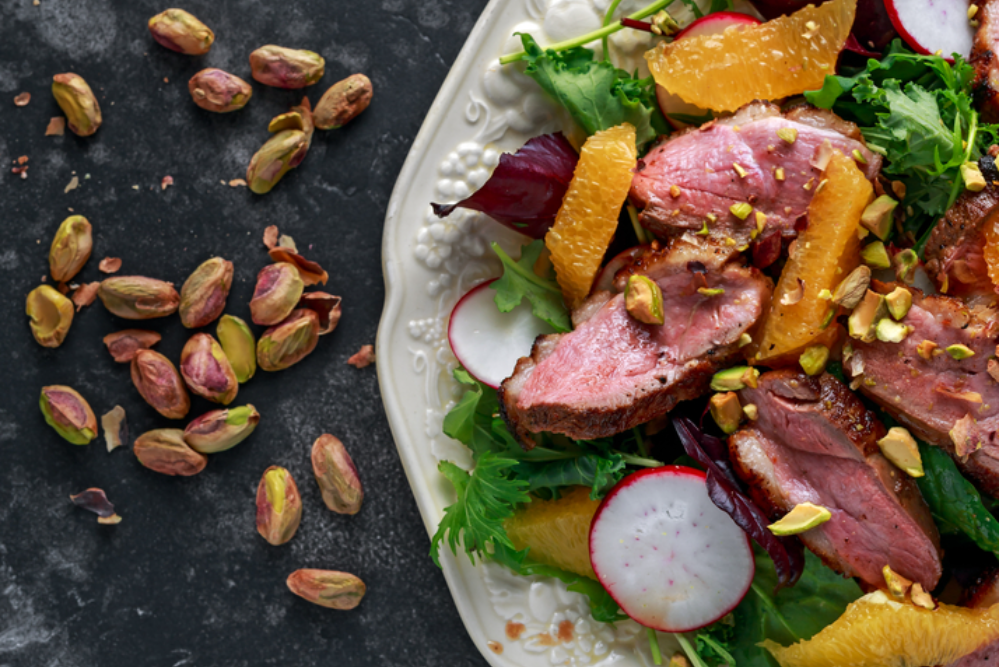 Seared Harissa Steak, Blood Orange and Cress Salad