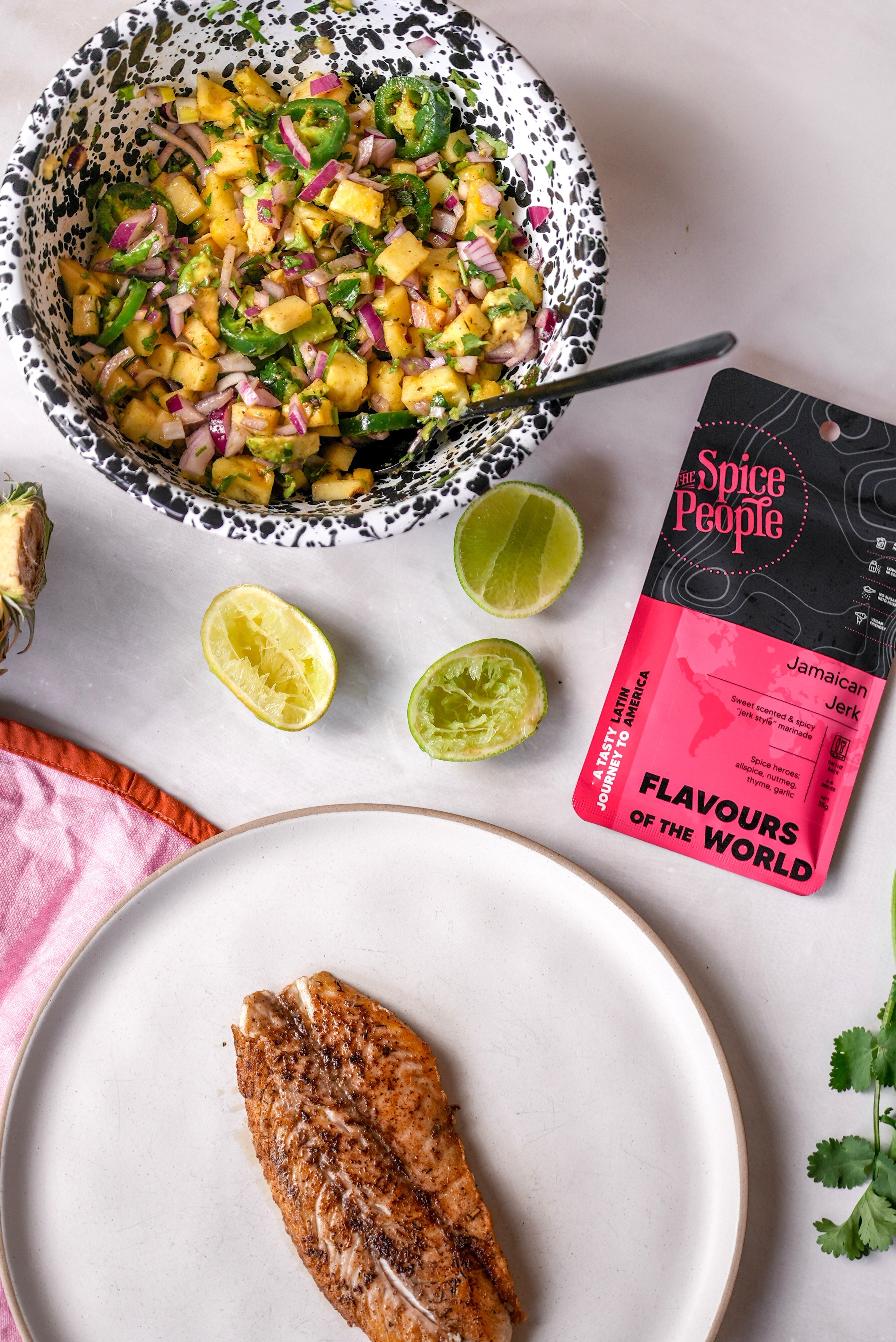 Jamaican Jerk Spiced Fish with Pineapple Salsa