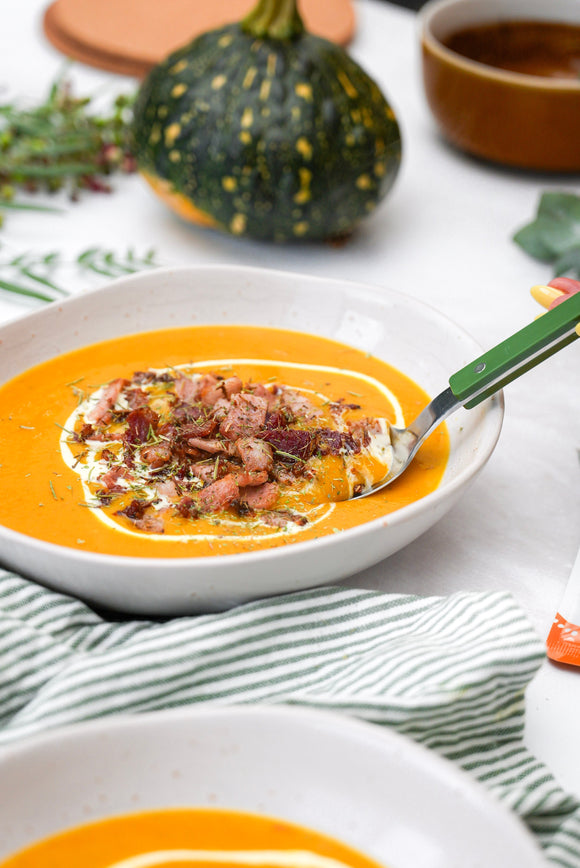 Pumpkin & Bacon Soup with River Mint Finish