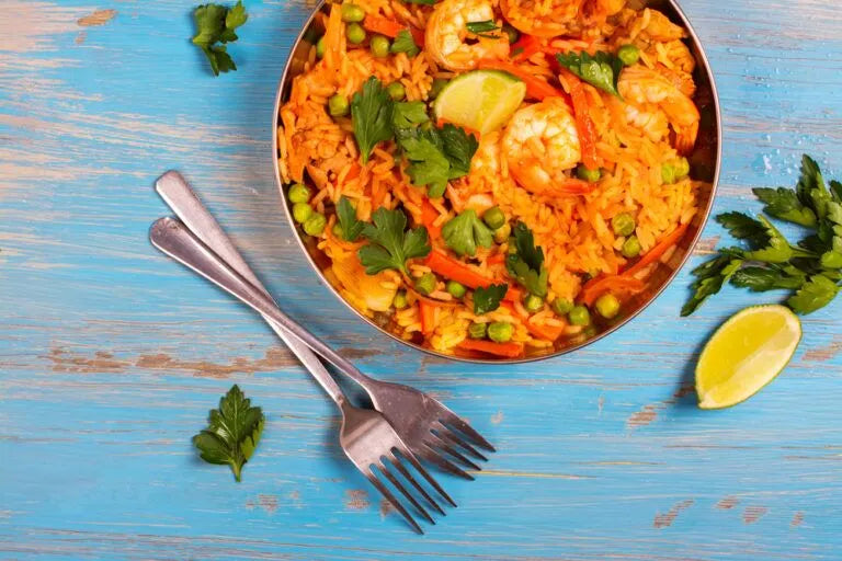 Spanish Paella with Chicken and Prawns