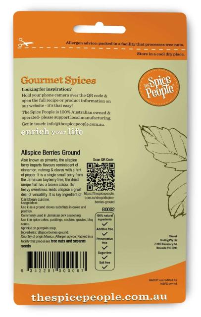 Allspice berries ground (pimento) 35g