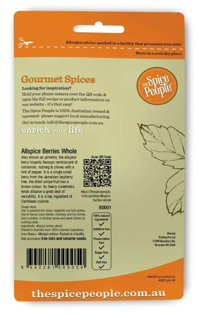 Allspice Berries Whole (Pimento) - 35g