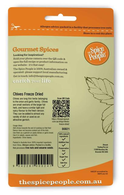 Chives Freeze Dried 8g