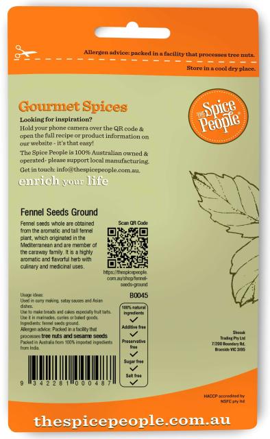 Fennel Seeds Ground 50g