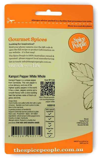 Kampot Pepper White Whole 15g