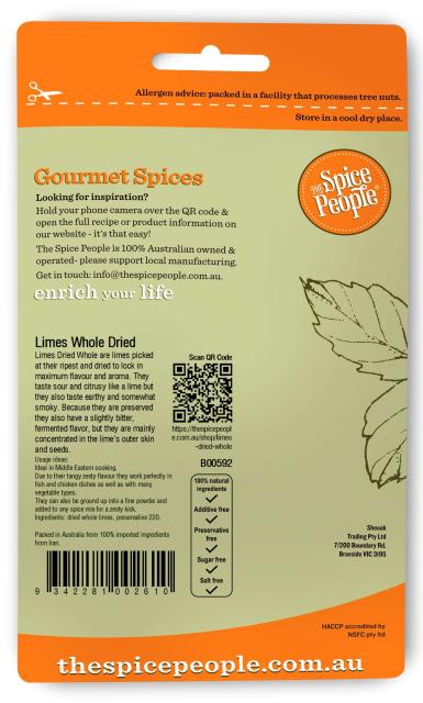 limes dried whole * (contains preservative 220) 15g