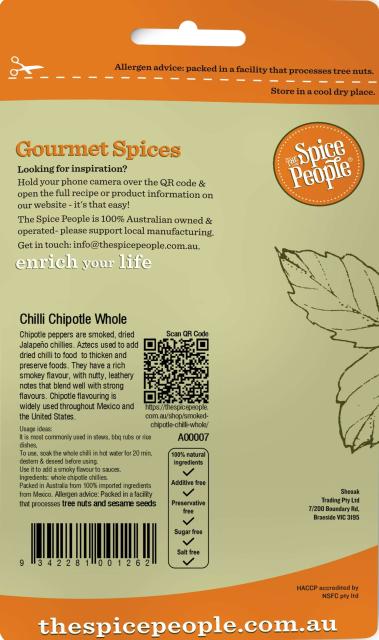 Chilli Chipotle Smoked Whole - Medium - 18g