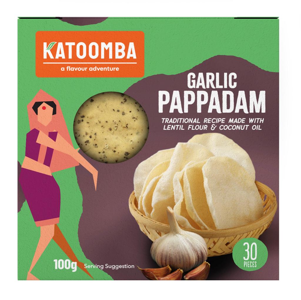 Katoomba Garlic Pappadam 100g  Gluten Free