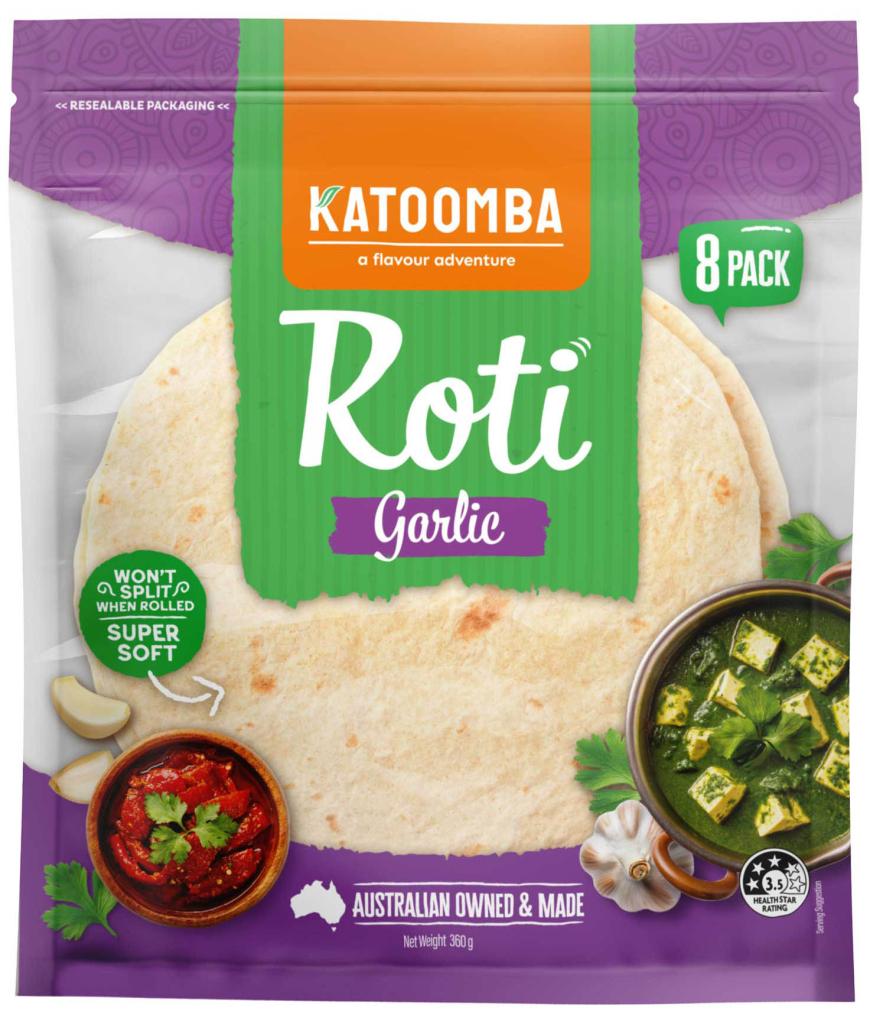 Katoomba Roti Bread Garlic 45g x 8pc 360g